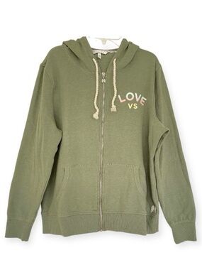 Victoria’s Secret PINK Sage Green "LOVE VS" Full Zip Hoodie, Size L